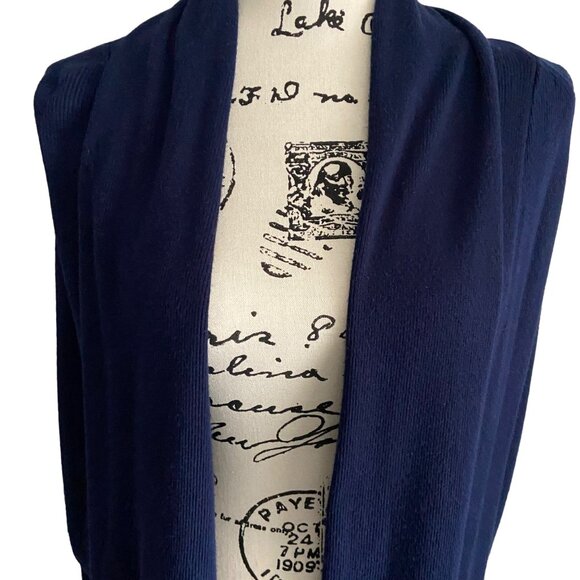 Chico's Women's Navy Sweater Size 1 Medium US xx8 Open Front Drape Lightweight - Picture 5 of 9